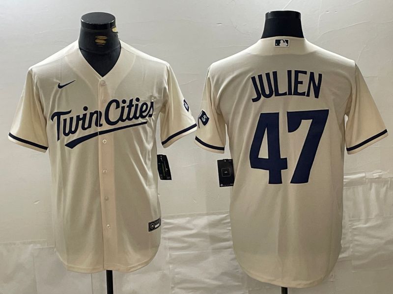 Men Minnesota Twins #47 Julien Cream 2024 Nike Game MLB Jersey style 1